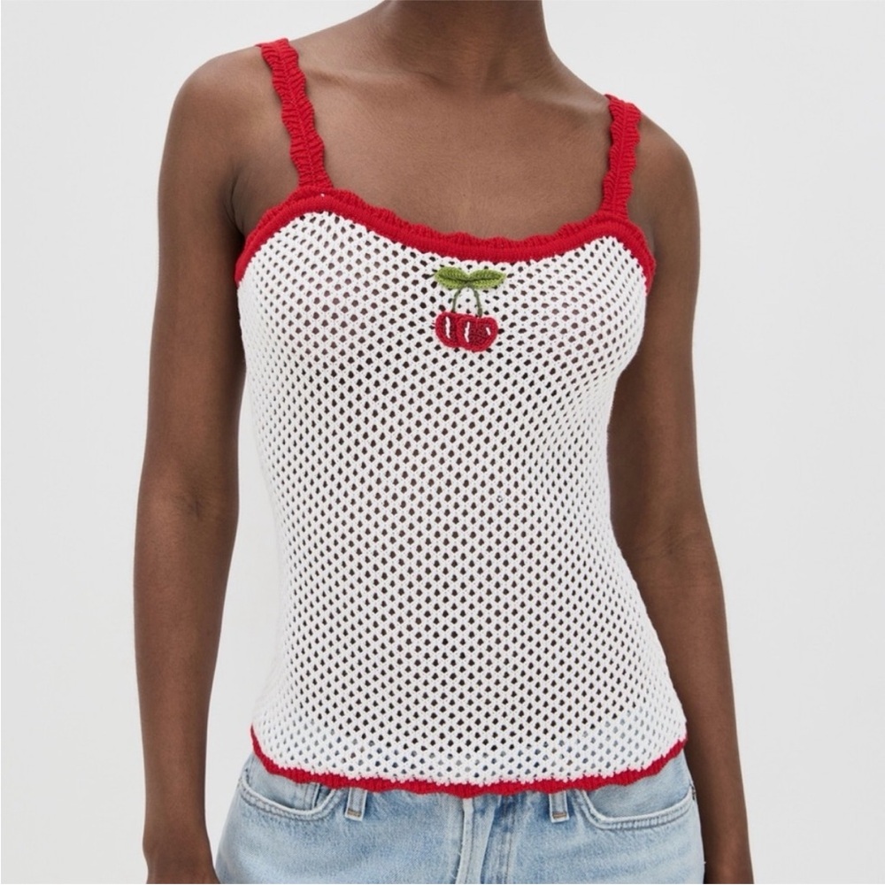 Wayf cherry crochet Top